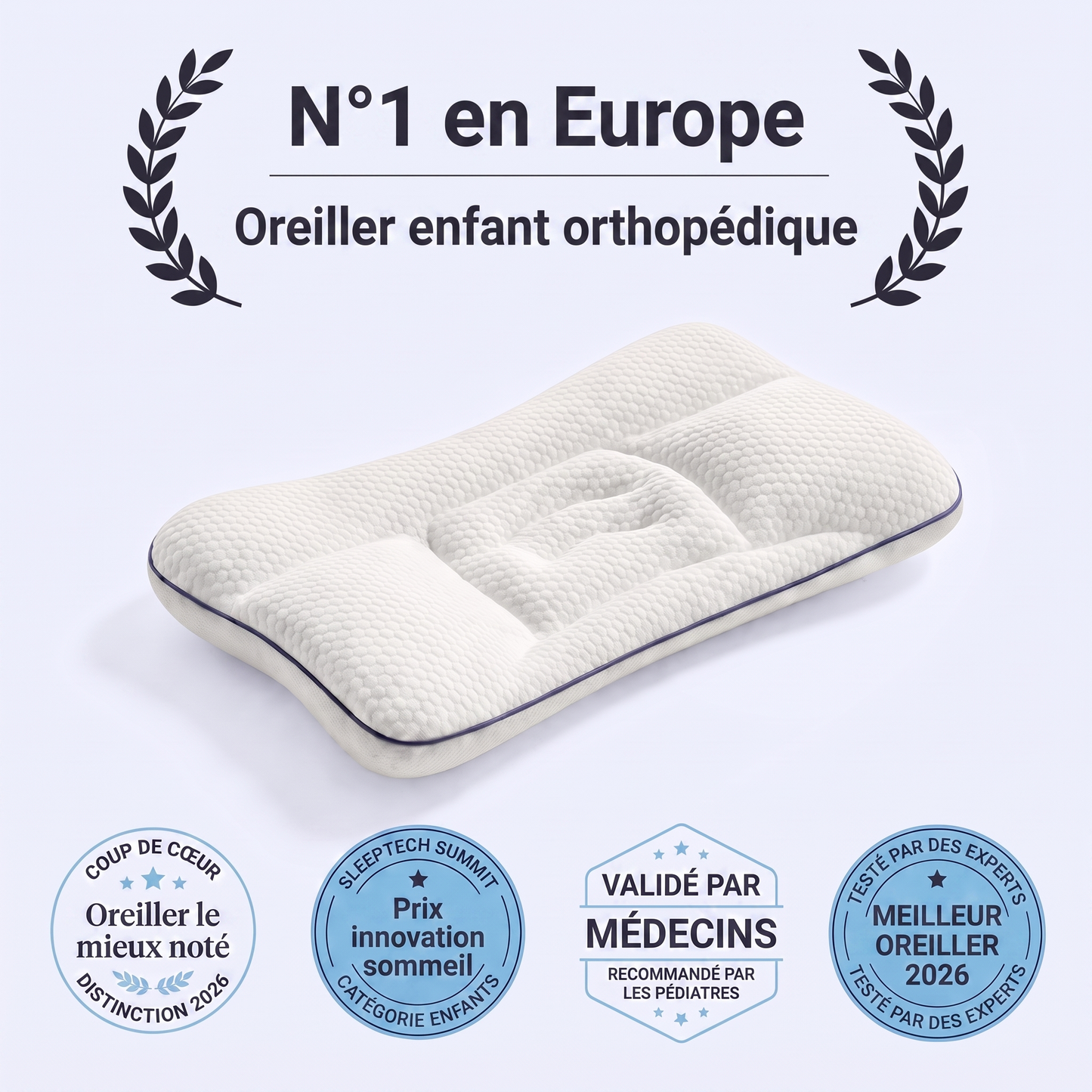 Oreiller enfant orthopédique LulaBini, n°1 en Europe, primé en 2026
