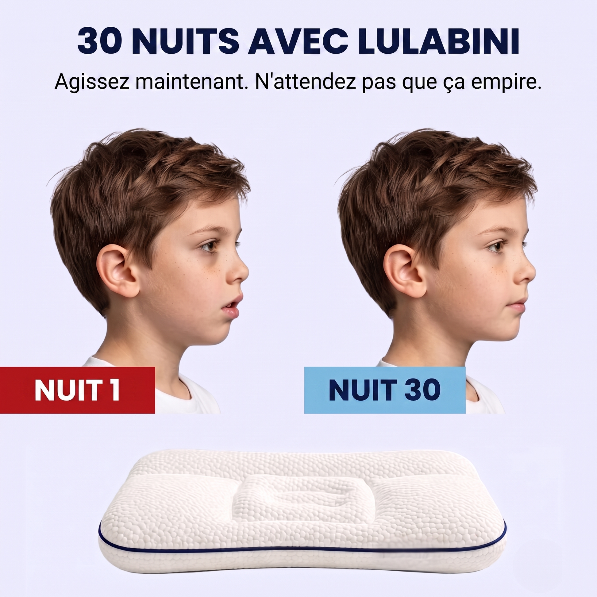 Avant après 30 nuits avec l'oreiller LulaBini
